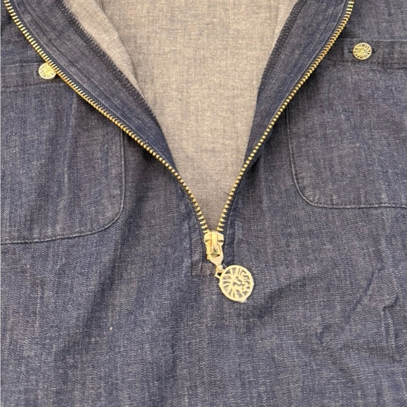 NEW Anne Klein Dark Denim Dress 3/4 Roll Tab Sleeves Zip Size 10 Shirt Midi $99 - Picture 6 of 12